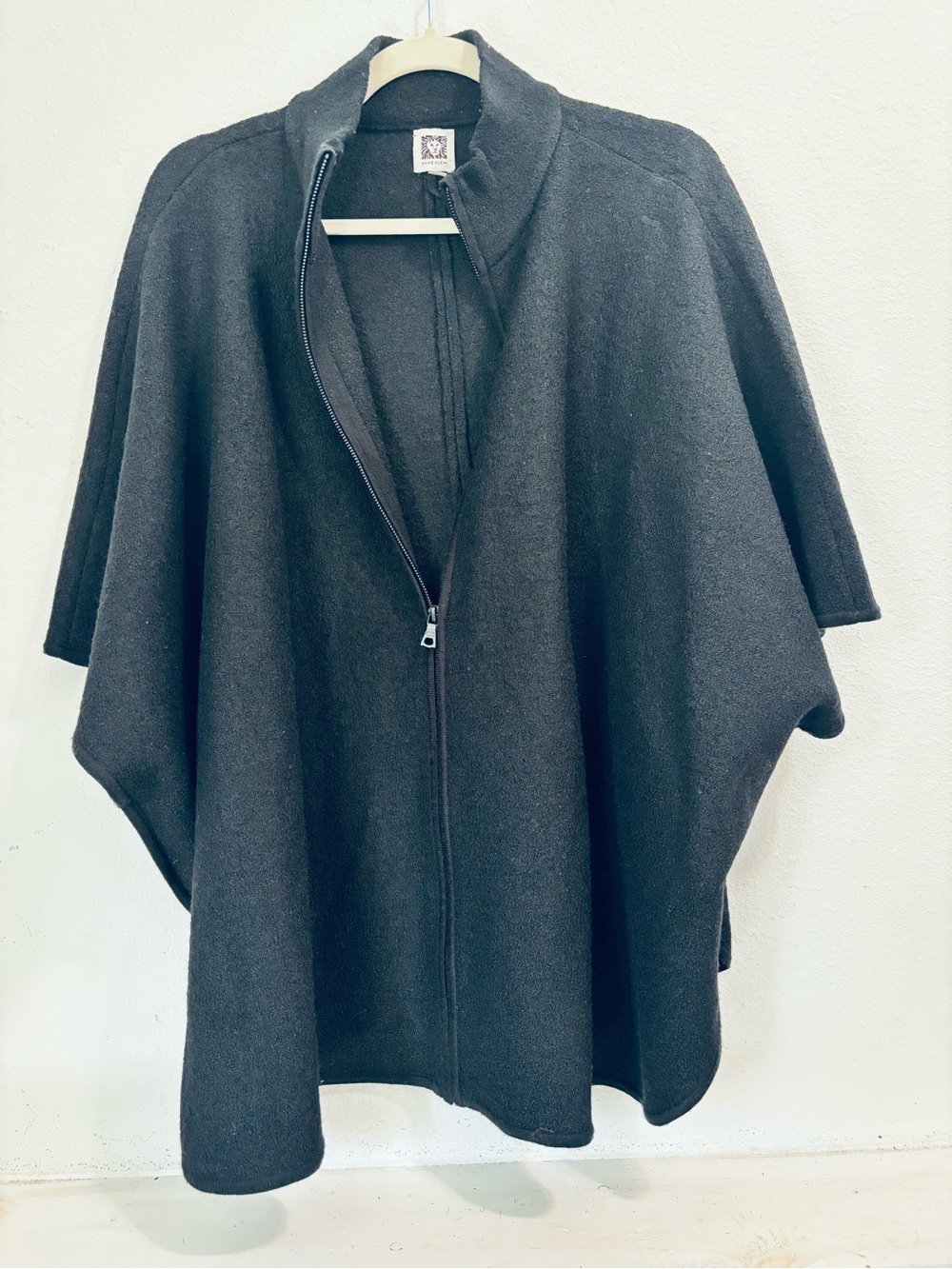 Anne Klein Black Zip-Front Cape Jacket